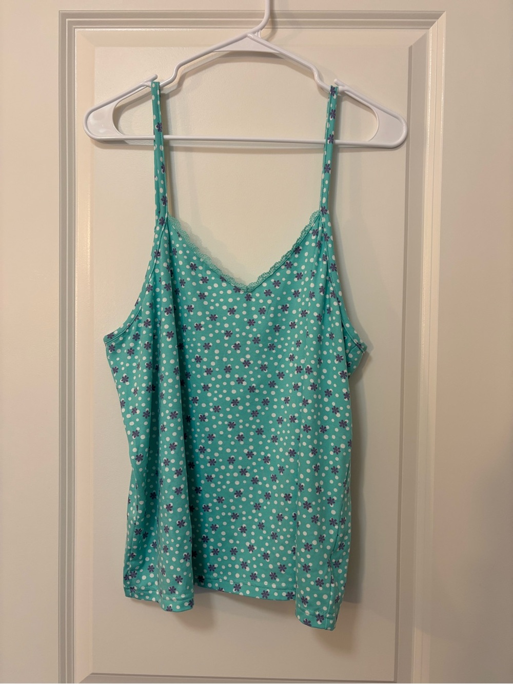 Muk Luks Teal Floral Cami Tank Top, Size XL